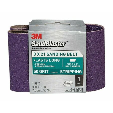 3M Belts Purple 3X21 Coarse 50 Pk, 50Pk 9193